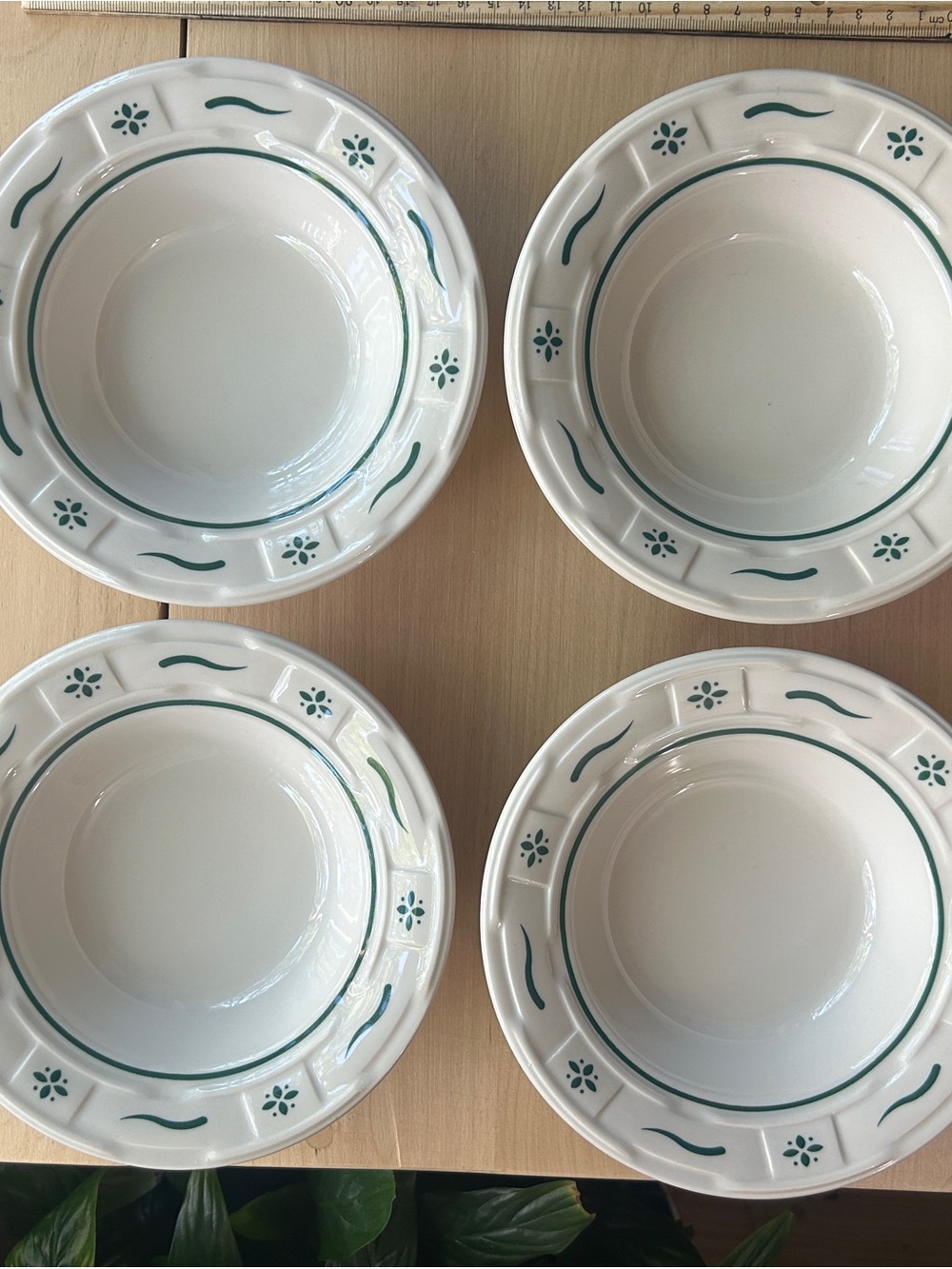 4 Longaberger Heritage Green dessert or berry bowls